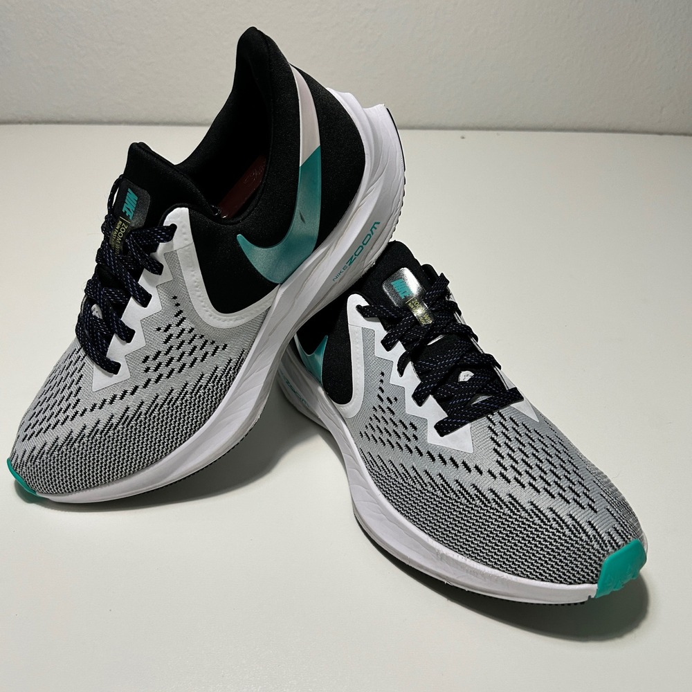 Nike Zoom Winflo 6 Womens Running Shoes Black White Aqua AQ8228-001 Size 9
